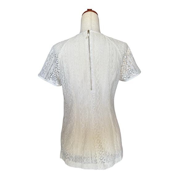Banana Republic Lace Blouse Ivory Top Short Sleeve Boho Preppy Coquette Girl 10 - Picture 4 of 9